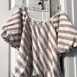 Brown and white linen shirt